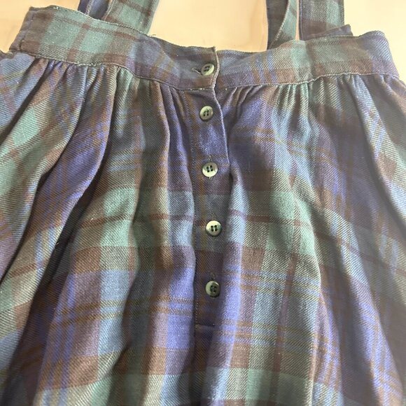 Vintage Girls Tartan Green Blue Jumper Skirt Sz L Traditional Scottish Dress - Picture 3 of 7